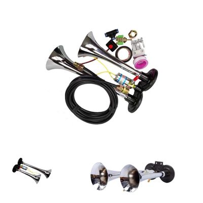 Purpose Replace/Repair Chrome-Plated Zinc Double Horn for Universal 12V/24V Vehicles